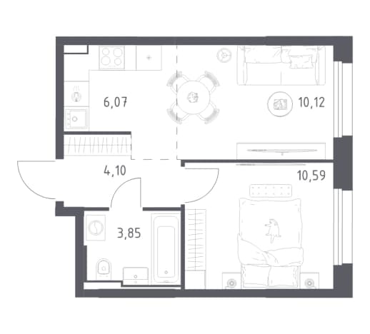 . Вариант № 2166733, 0, площадь - 34.73 квм, цена 15090359 рублей