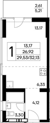 . Вариант № 2155144, 0, площадь - 29.52 квм, цена 11245500 рублей