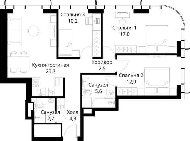 . Вариант № 2173591, 0, площадь - 78.9 квм, цена 33470011 рублей