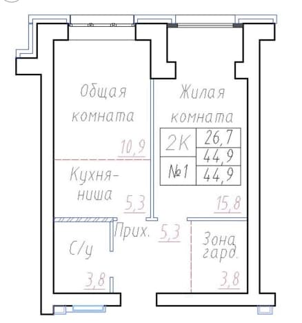 . Вариант № 2119097, 0, площадь - 45 квм, цена 4200000 рублей