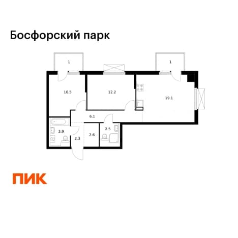 . Вариант № 2141616, 0, площадь - 61.2 квм, цена 14308560 рублей