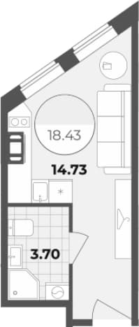 . Вариант № 2151750, 0, площадь - 18.43 квм, цена 9042532 рублей