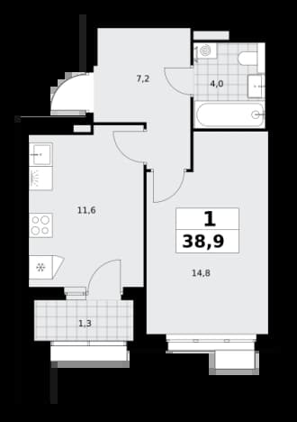 . Вариант № 2343795, 0, площадь - 38.9 квм, цена 13800942 рублей