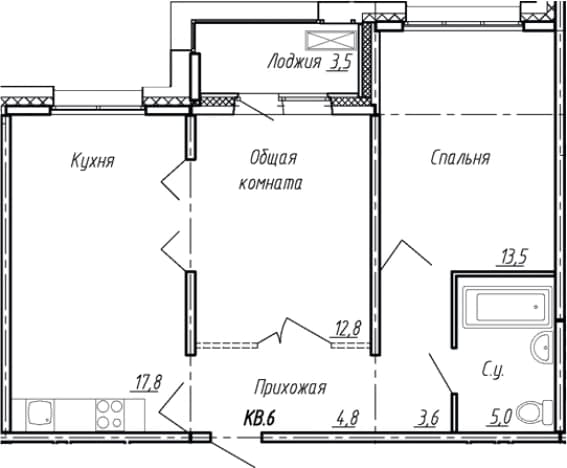. Вариант № 1861554, 0, площадь - 57.5 квм, цена 11346000 рублей