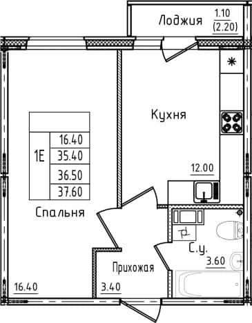 . Вариант № 2234105, 0, площадь - 35.5 квм, цена 7052199 рублей