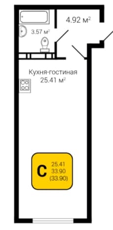 Купить квартиру площадью 34 кв.м в новостройках в Воронежской области. Вариант № 1744176, 0, площадь - квм, цена 2949300 рублей