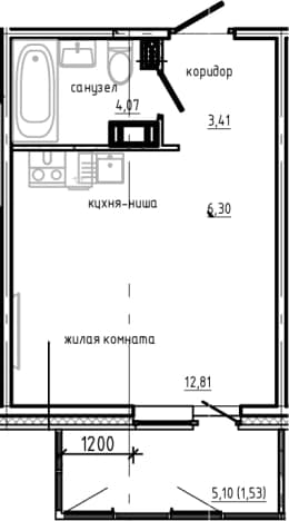 . Вариант № 1865164, 0, площадь - 26.59 квм, цена 6096840 рублей