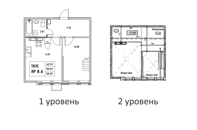 . Вариант № 2311220, 0, площадь - 55.39 квм, цена 11786992 рублей