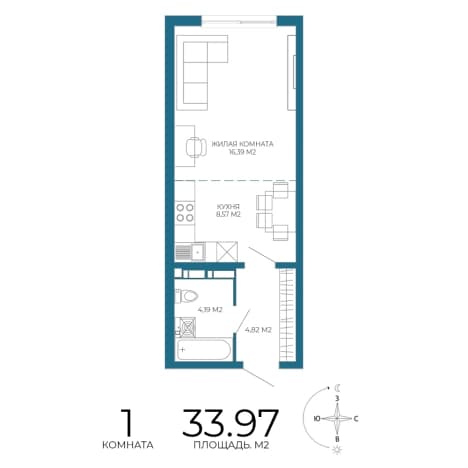 Купить однокомнатную квартиру в новостройках в ЖК Жилой комплекс "Чаадаев" в Пензе. Вариант № 1940812, 1, площадь - квм, цена 4076400 рублей