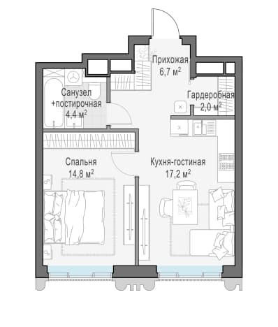 . Вариант № 1664985, 0, площадь - 44.9 квм, цена 69850000 рублей