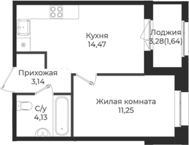 . Вариант № 1839247, 0, площадь - 32.99 квм, цена 5485392 рублей