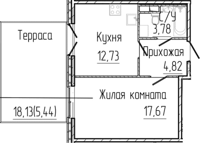 . Вариант № 1868528, 0, площадь - 39 квм, цена 9065760 рублей