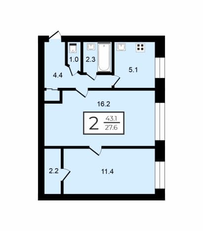 Купить квартиру площадью 45 кв.м в Санкт-Петербурге. Вариант № 2138494, 0, площадь - квм, цена 6095000 рублей
