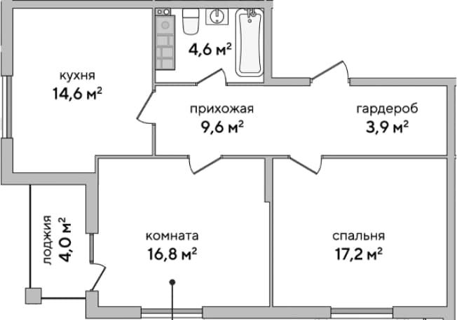 . Вариант № 2127086, 0, площадь - 66.7 квм, цена 15269104 рублей