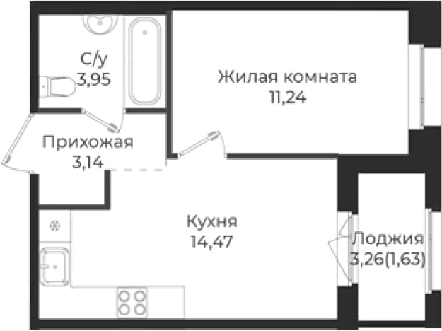 . Вариант № 1839300, 0, площадь - 32.8 квм, цена 5515686 рублей