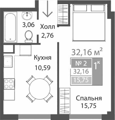 Купить однокомнатную квартиру в ЖК Прополис в Республике Крым. Вариант № 2186746, 0, площадь - квм, цена 4341600 рублей