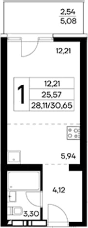 . Вариант № 2155124, 0, площадь - 28.11 квм, цена 10421000 рублей