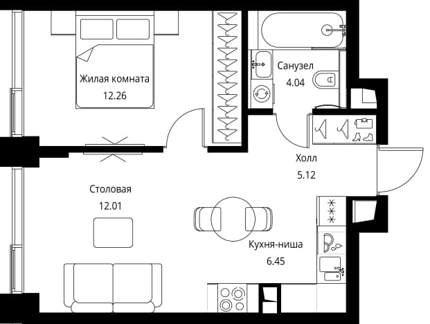 . Вариант № 2239809, 0, площадь - 39.88 квм, цена 22388353 рублей
