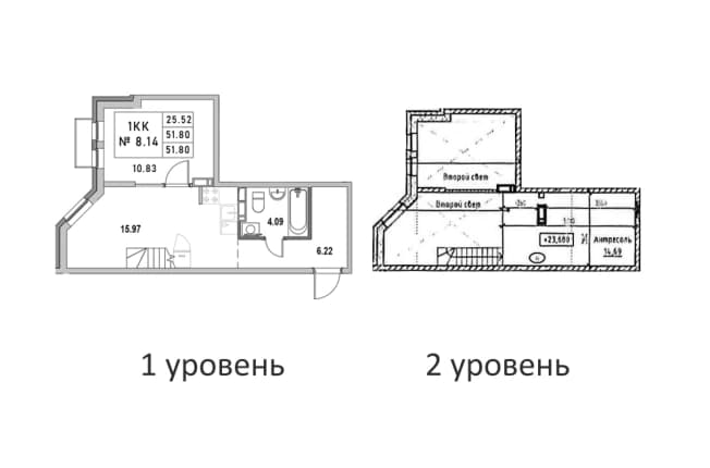 . Вариант № 2311227, 0, площадь - 51.8 квм, цена 11023040 рублей