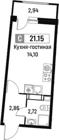 . Вариант № 1813248, 0, площадь - 19.68 квм, цена 5230562 рублей