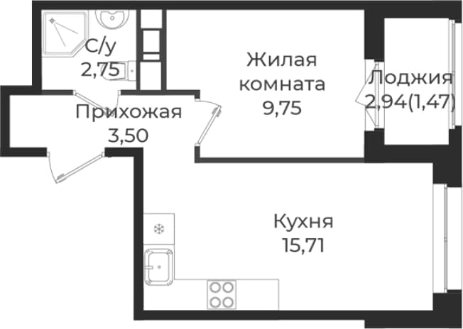 . Вариант № 1839181, 0, площадь - 31.71 квм, цена 5479677 рублей