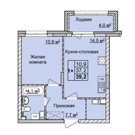 . Вариант № 2147651, 0, площадь - 39.2 квм, цена 8538355 рублей