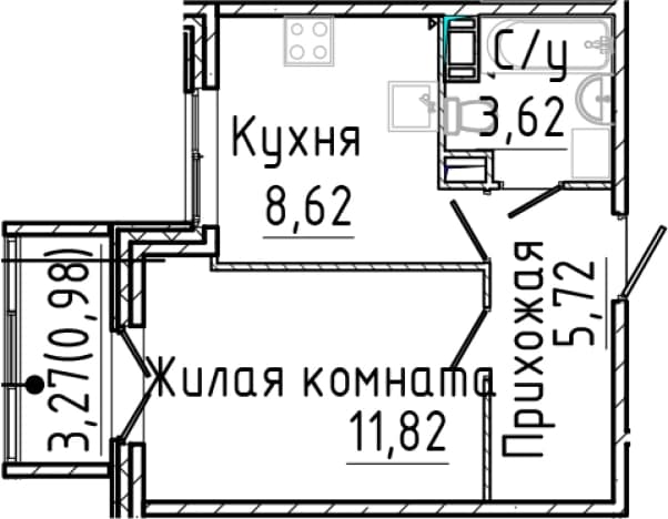 . Вариант № 2035740, 0, площадь - 29.78 квм, цена 6275040 рублей