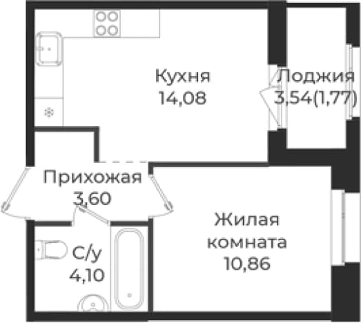 . Вариант № 1838930, 0, площадь - 32.64 квм, цена 5512482 рублей