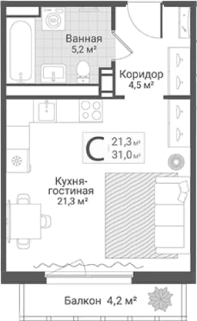 . Вариант № 2225021, 0, площадь - 31 квм, цена 10000000 рублей