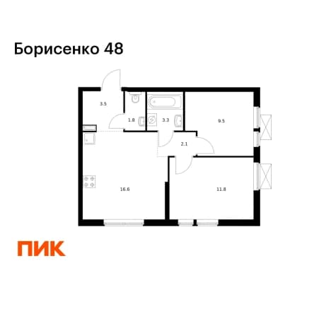 Купить двухкомнатную квартиру в новостройках в ЖК Борисенко 48 в Владивостоке. Вариант № 2019539, 1, площадь - квм, цена 10171980 рублей