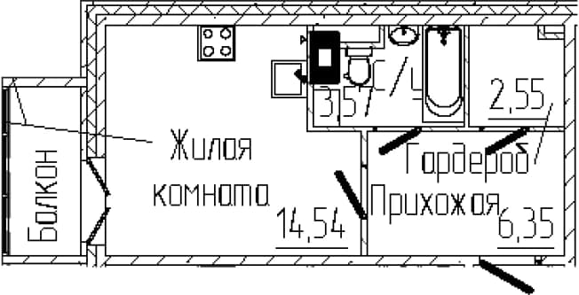 . Вариант № 1806023, 0, площадь - 27.01 квм, цена 5880938 рублей