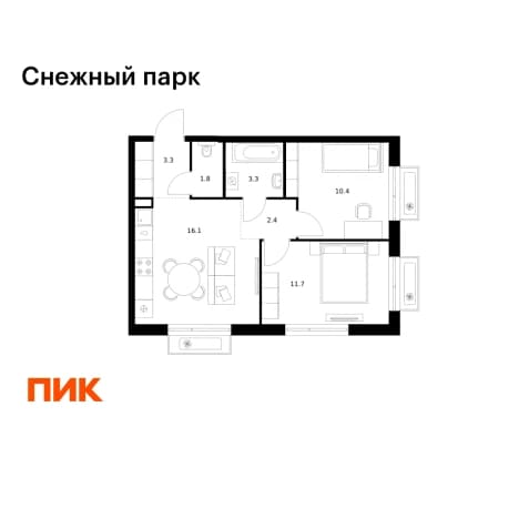 Купить двухкомнатную квартиру площадью 50 кв.м в Приморском крае. Вариант № 2194096, 1, площадь - квм, цена 8535800 рублей