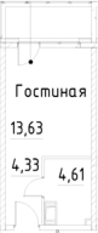 . Вариант № 1920284, 0, площадь - 22.57 квм, цена 6420451 рублей