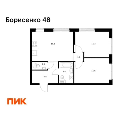 . Вариант № 2110465, 0, площадь - 51.4 квм, цена 11595840 рублей