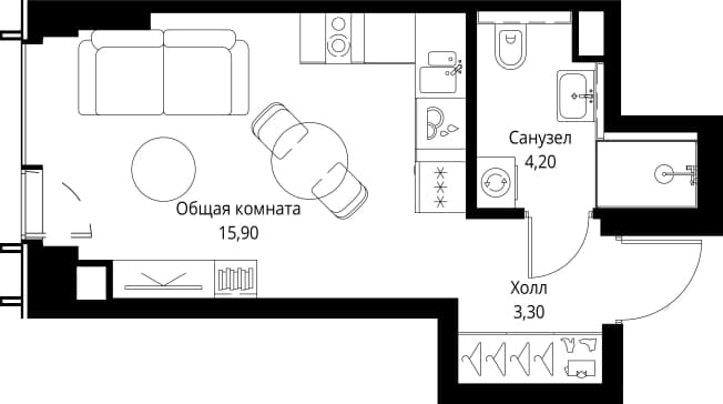 . Вариант № 1803758, 0, площадь - 24 квм, цена 20280000 рублей