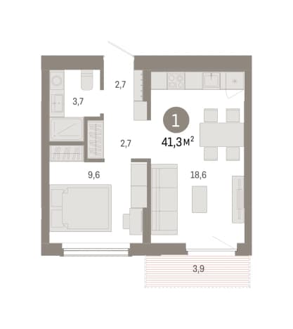 Купить однокомнатную квартиру площадью 30 кв.м в Омске. Вариант № 2261668, 1, площадь - квм, цена 8280000 рублей
