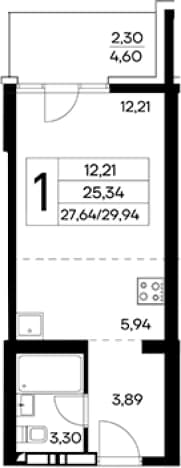 . Вариант № 2155068, 0, площадь - 27.64 квм, цена 10029900 рублей