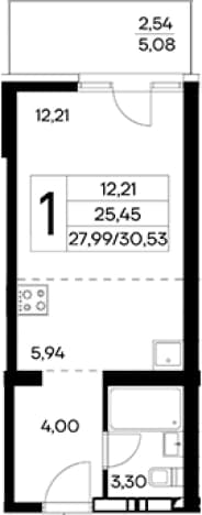 . Вариант № 2155065, 0, площадь - 27.99 квм, цена 10227550 рублей