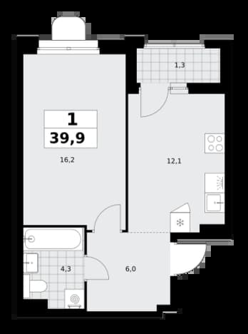 . Вариант № 2345779, 0, площадь - 39.9 квм, цена 15846684 рублей