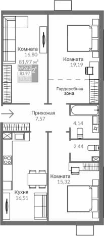 . Вариант № 2122513, 0, площадь - 81.97 квм, цена 12049590 рублей