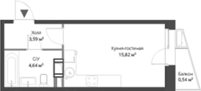 . Вариант № 1806702, 0, площадь - 24.05 квм, цена 5329866 рублей