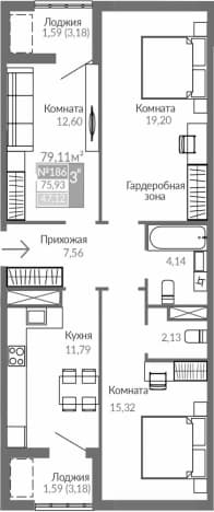 . Вариант № 2122505, 0, площадь - 72.75 квм, цена 11161710 рублей