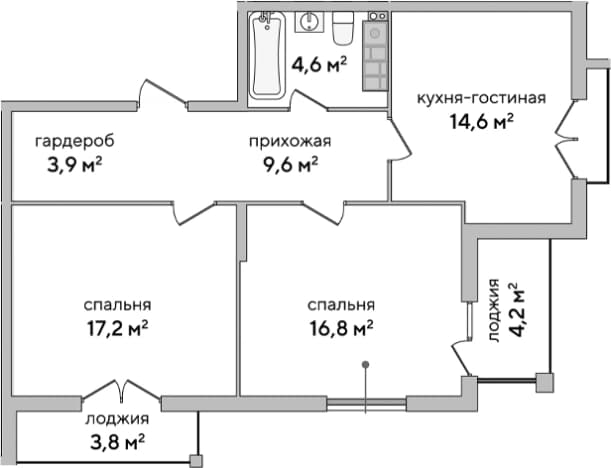 . Вариант № 2127077, 0, площадь - 66.7 квм, цена 20109908 рублей