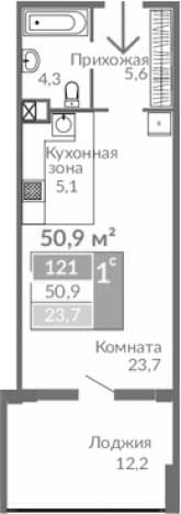 . Вариант № 2168808, 0, площадь - 38.7 квм, цена 12979500 рублей