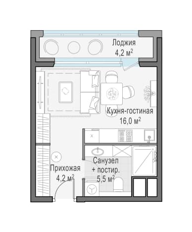 . Вариант № 1320318, 0, площадь - 27.8 квм, цена 10480000 рублей