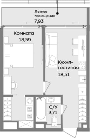 . Вариант № 2114702, 0, площадь - 40.81 квм, цена 17872215 рублей