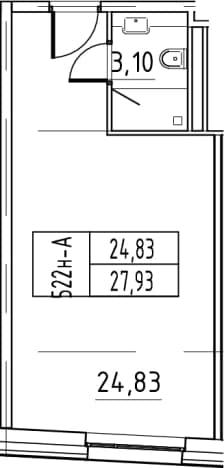 . Вариант № 943095, 0, площадь - 27.93 квм, цена 7680750 рублей