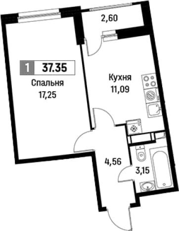 . Вариант № 1813054, 0, площадь - 36.05 квм, цена 8062726 рублей