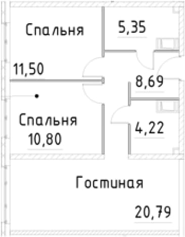 . Вариант № 1853514, 0, площадь - 61.35 квм, цена 13896732 рублей