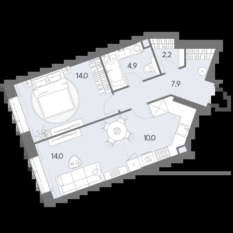 . Вариант № 2334287, 0, площадь - 53 квм, цена 25688050 рублей